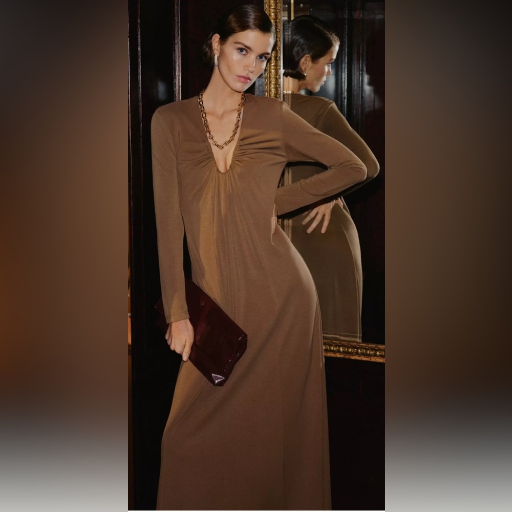 Dolan Left Coast Long-Sleeve Plunge Knit Maxi Dress